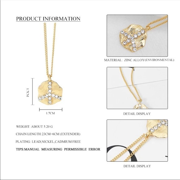 Charla • Rhinestone Peace Sign Necklace - Picture 2 of 3